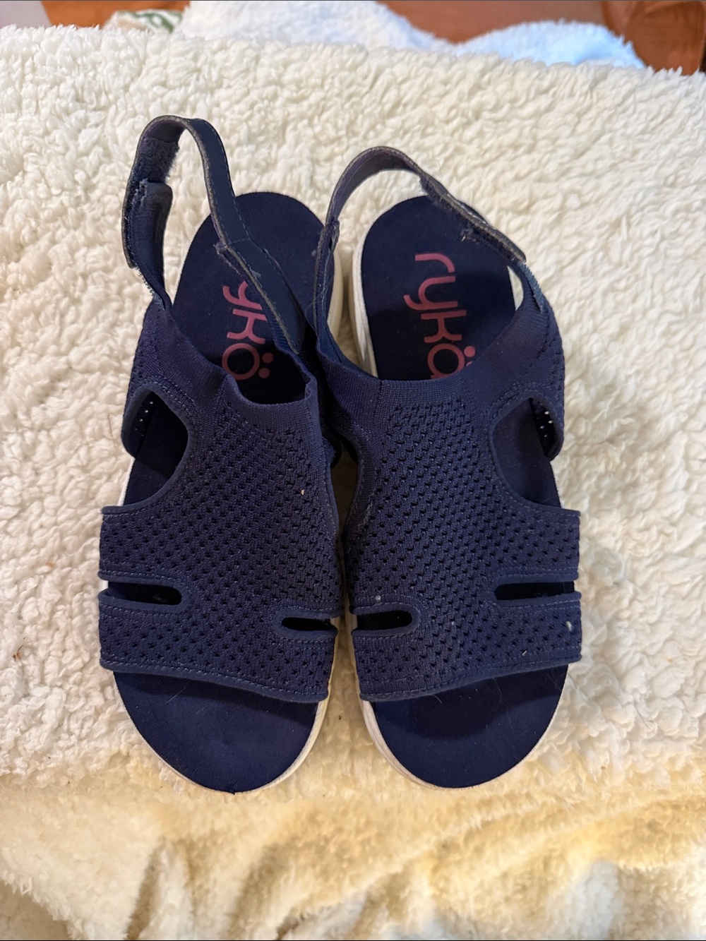 Ryka Navy Knit Slingback Sandal - Breathable Casual Women’s Sandal